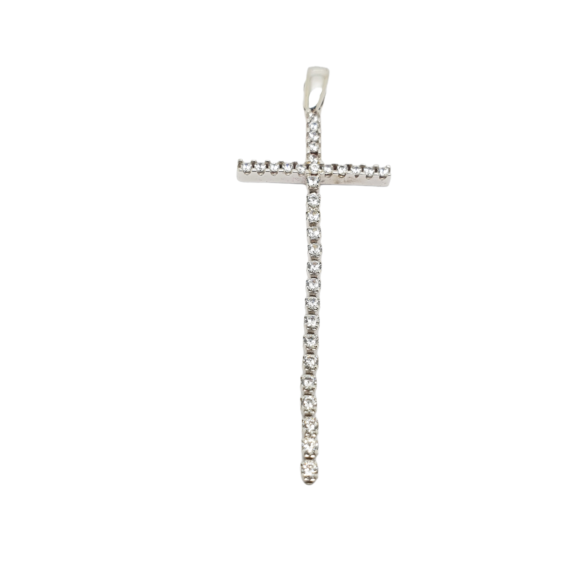 White gold riviera cross k14 with zircon (code H1897)